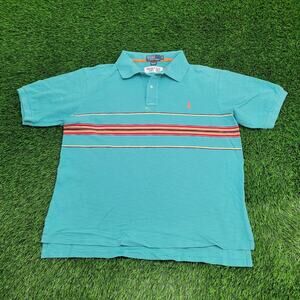 Ralph-Lauren Polo Shirt XL 25x28 Blue Chest-Stripes